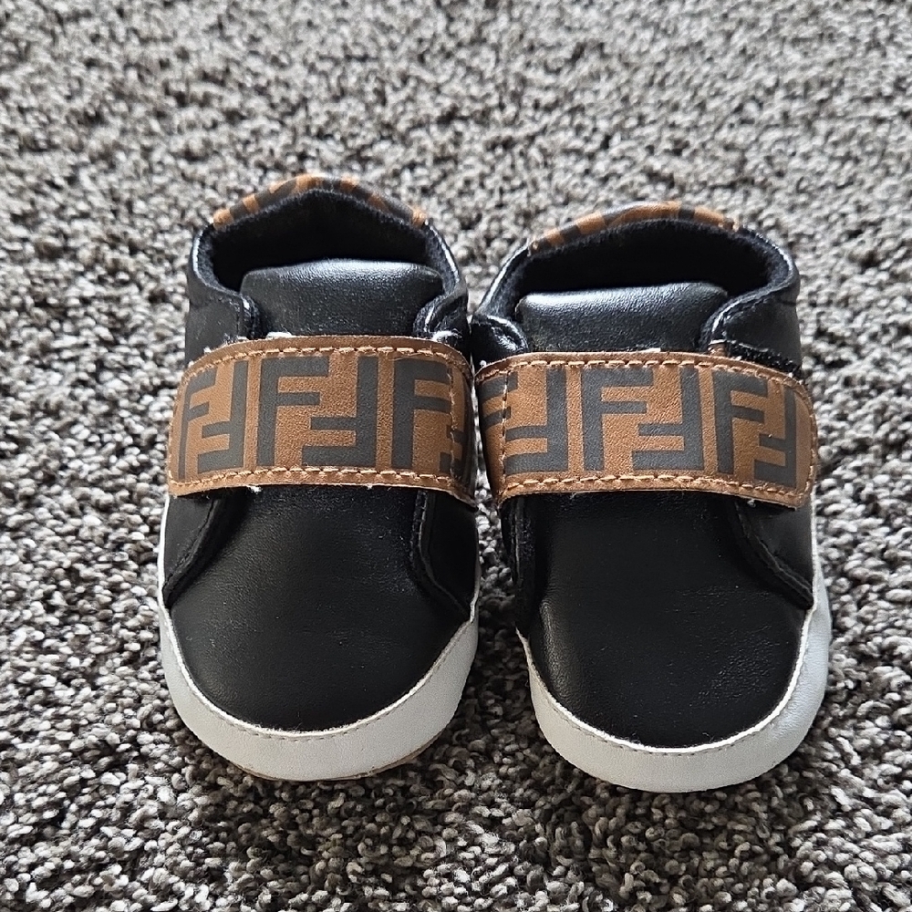 FF Baby Shoes in Black with Brown Strap